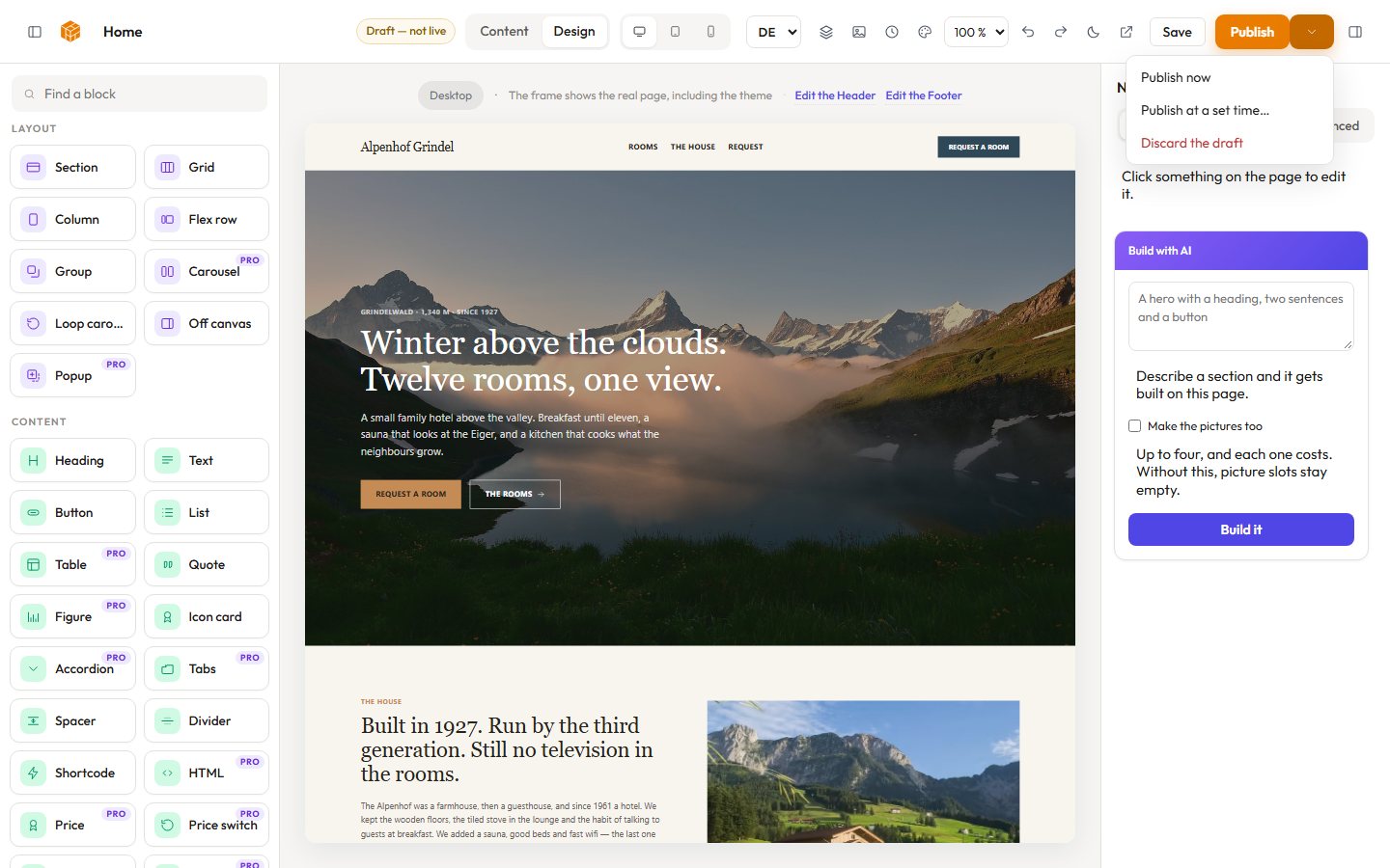 Rebuild a page while it stays online.